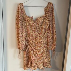 Hello Molly Pink and Yellow Floral Long Sleeve Dress